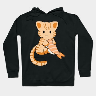 Orange Tabby Cat with Prawn Sushi Hoodie